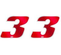 Quattroerre 13023 Nombre de Course 3 Grand, Rouge et Chromé, 100 x 130 mm (Lot de 2)