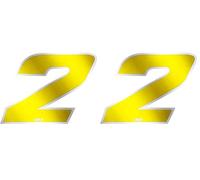 Quattroerre 13032 Nombre de Course 2 Grand, Jaune et Chromé, 100 x 130 mm (Lot de 2)