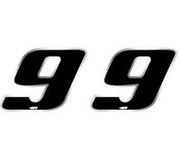 Quattroerre 13059 Nombre de Course 9 Moyen, Noir et Chromé, 65 x 85 mm (Lot de 2)