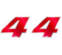 Quattroerre 13074 Nombre de Course 4 Moyen, Rouge et Chromé, 65 x 85 mm (Lot de 2)