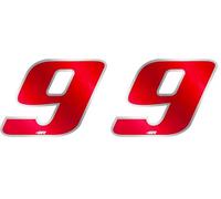 Quattroerre 13079 Nombre de Course 9 Moyen, Rouge et Chromé, 65 x 85 mm (Lot de 2)