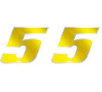 Quattroerre 13085 Nombre de Course 5 Moyen, Jaune et Chromé, 65 x 85 mm (Lot de 2)