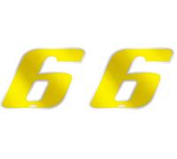 Quattroerre 13086 Nombre de Course 6 Moyen, Jaune et Chromé, 65 x 85 mm (Lot de 2)