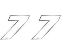 Quattroerre 13097 Nombre de Course 7 Moyen, Blanc et Chromé, 65 x 85 mm (Lot de 2)