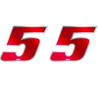 Quattroerre 13125 Nombre de Course 5 Mini, Rouge et Chromé, 27 x 37 mm (Lot de 2)