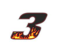 Quattroerre 13193 Nombre de Course 3 Moyen, Flammes, 6,5 x 7,5 cm
