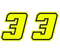Quattroerre 13383 Numéro de Course 3 Moto GP, Jaune Fluorescent, 10 x 10 cm (Lot de 2)