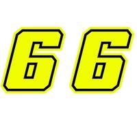 Quattroerre 13386 Numéro de Course 6 Moto GP, Jaune Fluorescent, 10 x 10 cm (Lot de 2)