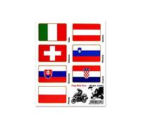 Quattroerre Adhésifs Drapeaux pour Valises Moto, Flag Ride Tour Europe 2, Verschiedene Farben