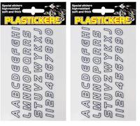 Quattroerre Kit Lettres et Nombres Adhésifs Réfractifs en Plastique, Blanc (Lot de 2)