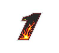 Quattroerre Nombre de Course 1 Grand, Flammes, 10 x 7,5 cm, Rot