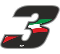 Quattroerre Nombre de Course 3 Grand, Drapeau Italien, 10 x 7,5 cm