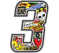 Quattroerre Nombre de Course 3 Sticker Bomb, Fin, 10 x 7,5