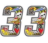 Quattroerre Nombre de Course 3 Sticker Bomb, Fin, 10 x 7,5 (Lot de 2)