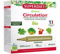 Super Diet Quatuor Circulation Bio - Marronnier, Hamamélis, Vigne rouge, Ginkgo - 20 unidoses x15ml
