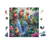 Quatuor de perroquets 100 Pieces Casse-tête Créatif en Carton Épais Rigide Difficulté Moyenne Activité Manuelle Loisir Créatif Cadeau Noël Pas Cher Premium 28x28cm