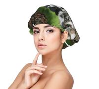 Quatuor de petits chiots bergers australiens,Bonnet de nuit en satin réglable en soie pour adulte, bonnet de nuit élastique pour femme