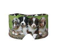 Quatuor de petits chiots bergers australiens,Masque pour les yeux bloquant la lumière Cache-yeux et cache-oreilles pour le sommeil