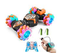 Quavva Voiture de cascade N100 RC, 2,4 G, contrôle gestuel, rotation à 360 degrés, roues Mecanum, pulvérisation de queue, synchronisation musicale LED, design antichoc, jouet pour enfants, cadeau