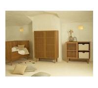 QUAX - Chambre Trio Hai No Ki Natural Ash Lit bébé 60x120cm + Commode + Armoire