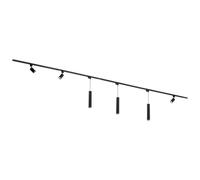 Qub Focus III Monophasé Luminaire Plafonnier Kit Complet - 400cm - Set 3 Spot & 3 Suspension Luminaire - 4x 1m Barre de Spot Plafond - I-Form - GU10 & LED Compatible Plafonnier intérieur Noir Moderne