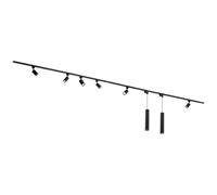 Qub Focus III Monophasé Luminaire Plafonnier Kit Complet - 400cm - Set 6 Spot & 2 Suspension Luminaire - 4x 1m Barre de Spot Plafond - I-Form - GU10 & LED Compatible Plafonnier intérieur Noir Moderne