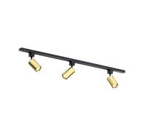Qub Focus III Monophasé Luminaire Plafonnier LED - 100cm - 3x GU10 Spot Sur Rail - 1x 1m Barre de Spot Plafond - I-Form - Plafonnier intérieur Noir/Or Moderne - Spots et Rails de Spots