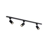 Qub Focus III Monophasé Luminaire Plafonnier LED - 100cm - 3x GU10 Spot Sur Rail - 3x 1m Barre de Spot Plafond - I-Form - Plafonnier intérieur Noir Moderne - Spots et Rails de Spots