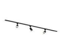 Qub Focus III Monophasé Luminaire Plafonnier LED - 200cm - 3x GU10 Spot Sur Rail - 2x 1m Barre de Spot Plafond - I-Form - Plafonnier intérieur Noir Moderne - Spots et Rails de Spots