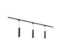 Qub Focus III Monophasé Luminaire Plafonnier LED - 200cm - 3x GU10 Suspension Luminaire - 2x 1m Barre de Spot Plafond - I-Form - Plafonnier intérieur Noir Moderne - Spots et Rails de Spots