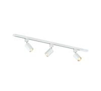 Qub Focus III - Système d’éclairage LED monophasé - 1 rail de 1m (100cm) - 3 spots GU10 orientables - blanc - plafonnier moderne - pour cuisine, salon, salle à manger