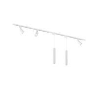 Qub Focus III - Système d’éclairage LED monophasé - 2 rails de 1m (200cm) - 3 spots GU10 + 2 suspensions - blanc - plafonnier moderne - éclairage sur rail design