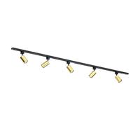 Qub Focus III - Système d’éclairage LED monophasé - 2 rails de 1m (200cm) - 5 spots GU10 orientables - or - plafonnier moderne - pour cuisine, salon, salle à manger