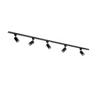 Qub Focus III - Système d’éclairage LED monophasé - 3 rails de 1m (300cm) - 5 spots GU10 orientables - noir - plafonnier moderne - pour cuisine, salon, salle à manger