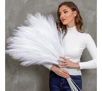 QUBITFUL Lot de 9 Grandes Branches de Pampa artificielles pelucheuses pour Vase de Sol, décoration bohème, Ferme, Chambre de Mariage, 94 cm de Haut, 94 cm de Haut, Blanc