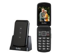 Qubo Flip Telefono per anziani GSM, Cellulare per anziani, Display da 2,8'', Volume Alto, Funzione SOS, Supporto Dual SIM, Chiamata rapida, Radio FM, Torcia elettrica, Nero
