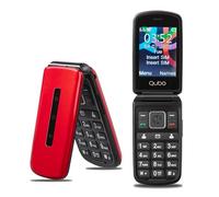 Qubo Flip Telefono per anziani GSM, Cellulare per anziani, Display da 2,8'', Volume Alto, Funzione SOS, Supporto Dual SIM, Chiamata rapida, Radio FM, Torcia elettrica, Rosso