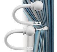 QUCUMER 1 Paire Embrasse pour Rideaux en Métal, Embrasses de Rideaux Crochets à Visser, Attache Rideau en Forme de U, Embrases pour Voilages Mural, pour Voilage, Salon, Chambre, Bureau, Blanche