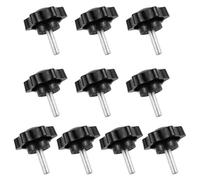 QUCUMER 10 Pcs Vis Étoile M6 x 20 mm, Bouton de Serrage à Tête en Plastique, Vis de Serrage avec Poignée, Bouton Moleté à Filetage Noir, Vis à Oreilles Galvanisés, pour Tour de Machines Mécanique