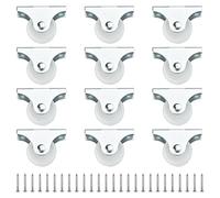 QUCUMER 12 Pcs Petite Roulette pour Meuble 25 mm, Mini Roulettes Directionnels, Roulette Fixe en Plastique et Métal, Petites Roulettes à Visser non Pivotantes, pour Meuble Chariots Cabinet Armoire