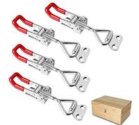 QUCUMER 4 Pcs Loquet à Bascule en Métal Eéglable Fermeture à Levier Capacité de Charge 100 kg Sauterelles de Menuisier Antirouille Durable avec Boucles pour Portes Armoires Valises Boîte Maison Bureau