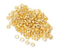 Qudinip 100 œillets en Laiton de 5 Mm, œillets Ronds en Métal pour Ceinture, Chaussures, Sac, Artisanat en Cuir, qualité Supérieure pour la Décoration de Scrapbooking (Or)