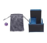 Qudinip à Rouleaux de Dés, Plateau à Dés Magnétique Double Couche, Texture et Doublure en Flanelle, Boîte Pliable en Cuir PU pour Jeux de Cartes (Noir Bleu)