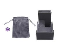 Qudinip à Rouleaux de Dés, Plateau à Dés Magnétique Double Couche, Texture et Doublure en Flanelle, Boîte Pliable en Cuir PU pour Jeux de Cartes (Noir Gris)