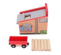 Qudinip Accessoires de Voie de en Bois, Jouet Ferroviaire Extensible, Accessoires de Scène de Jouet Ferroviaire en Bois pour Enfants, Jeu Créatif