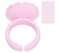 Qudinip Anneau de Colle pour Extensions de Cils, 100 Pièces, Accessoire Jetable pour une Greffe Facile des Cils, Sûr et Hygiénique (Rose 100 pièces par paquet)