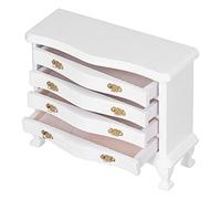 Qudinip Armoire de Chevet pour Maison de Poupée 1:12, Jolie Armoire à Tiroirs Miniature en Bois pour Chambre de Maison de Poupée, écologique, 3,9x3,1x1,6 Pouces
