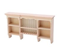 Qudinip Armoire de Rangement Murale Miniature Peinte à la Main 1/12, Armoire de Maison de Poupée pour la Décoration de la Maison en Bois de Bouleau 2.8" (Couleur du Bois)