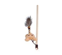 Qudinip Bâton de Chat Drôle de Poteau en Bois, Jouet Interactif en Peluche de Souris de Dessin animé Mignon pour Animaux de Compagnie, Plume avec Cloches, 40 Cm (Souris Brune)