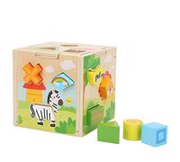 Qudinip Blocs de Construction Assortis en Forme de Bois, Jouet éducatif pour Les Tout-Petits, Bois Naturel, 15 Pièces, Sûr et Non Toxique (boîte de renseignement de Dessin animé)
